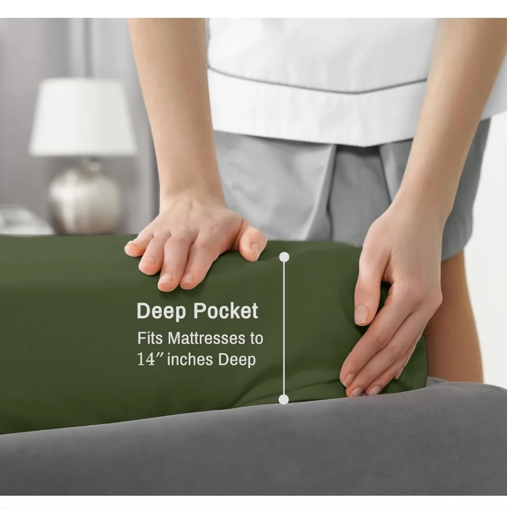 RUVANTI 100% Cotton Sheets – California King Percale Bedding, Cooling Breathable